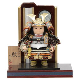 五月人形 子ども大将 平飾り 男の子 幅35cm（245to0577）幸一光 駿 錆朱縅 鎧着若大将 楓青和紙照明付屏風セット ym1071（gk46/yb1011/gs576） 端午の節句 インテリア