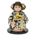 アウトレット品 雛人形 市松人形 小 木目込み人形 黒 パーマ 友禅 高さ23cm (25a-ya-0058) インテリア ディスプレイ 見切処分品