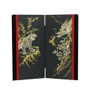 アウトレット品 インテリア 屏風単品 80cm 手書竜虎 金剛盛上 二曲屏風 飾り幅:65~70cmcm (25a-ya-0233) 五月人形 ディスプレイ 見切処分品