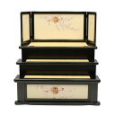 アウトレット品 雛人形 台屏風セット 30×3-13 しだれ桜に雪輪 黒春慶 三曲屏風 幅89cm (25a-ya-0411) インテリア ディスプレイ 見切処...