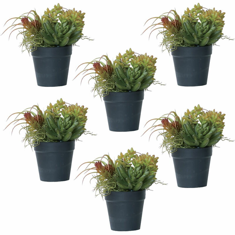 人工観葉植物 ミニアレンジメント ポット SB 21（6個入り）991790 多肉植物 卓上サイズ インテリア フェイクグリーン 造花 POT SUCCULENT （p103）