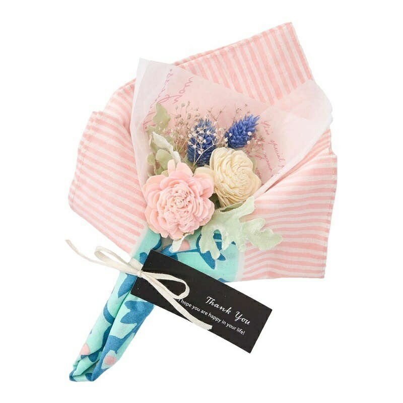 人工観葉植物 ソラフラワー ハンカチブーケ ピンク 高さ26cm （P245) （za3027-2) （代引き不可） インテリアグリーン フェイクグリーン