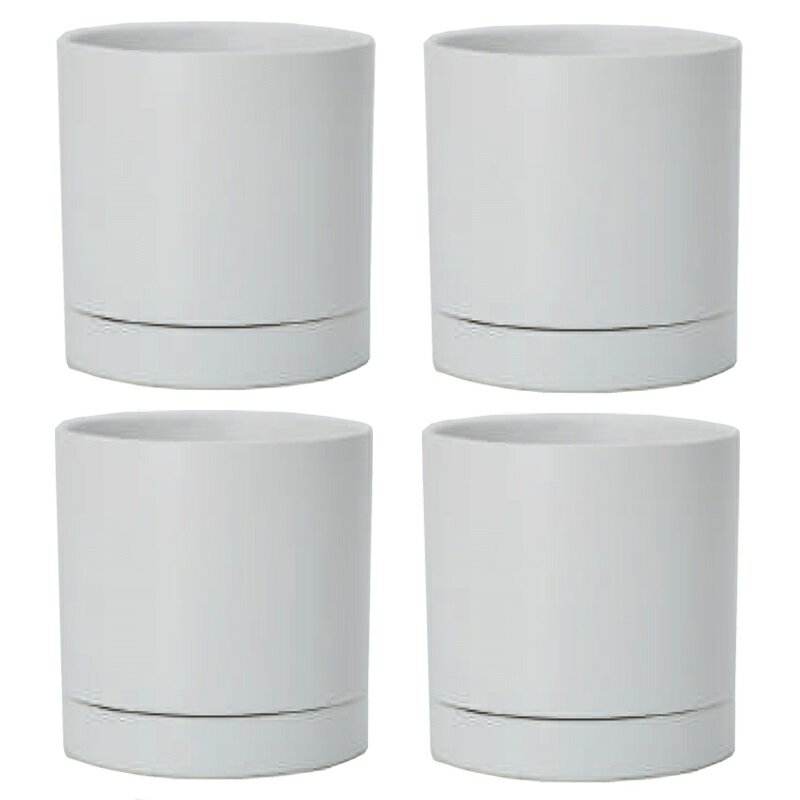 花・観葉植物用ポット オーセ 15 W Ceramic POT （4個入り） 19015 底穴あり 受皿付き （代引き不可） ..