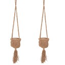 花・観葉植物用ポット ジュート 手編みハンギング 16 HANGING (2個入り) 39012 ビニール内張り 吊るしタイプ (代引き不可) ハンキング鉢カバー FARM (p237)