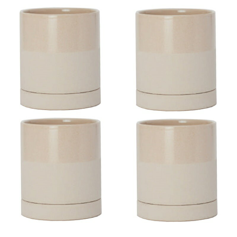 花・観葉植物用ポット エドラ 16 B Ceramic POT （4個入り） 40064 底穴あり 受皿付き （代引き不可） ..