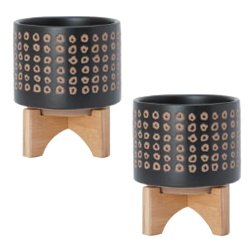 花・観葉植物用ポット レータ 15 K &スタンド Ceramic POT （2個入り） 40068 底穴なし スタンド付 （..