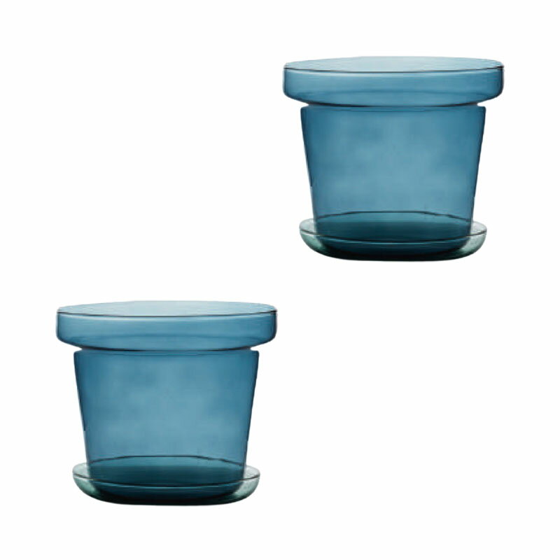 花・観葉植物用ポット ブローグラスポット 11 ブルー/グリーン Glass POT （2個入り） 93111 底穴あり ..