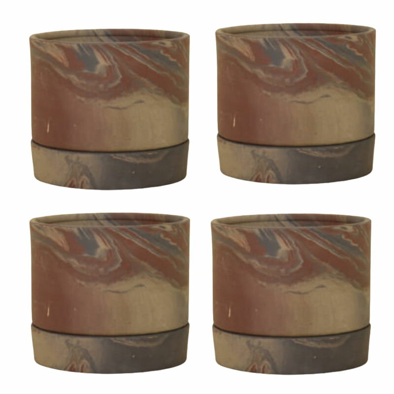 花・観葉植物用ポット グンネル PS 11 Ceramic POT （4個入り） 26029 底穴あり 受皿付き （代引き不可..