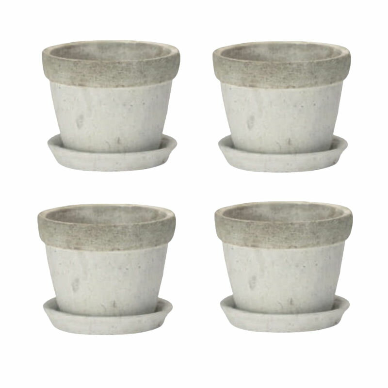 花・観葉植物用ポット リト ラウンド 14 Ceramic POT （4個入り） 92102 底穴あり 受皿付き （代引き不..