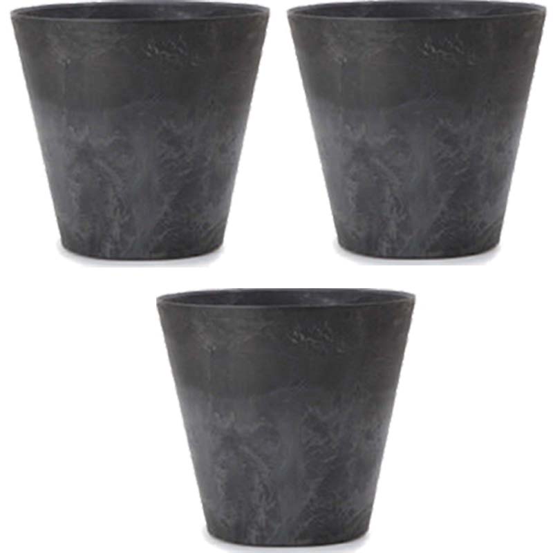花・観葉植物用ポット アートストーン コニック XL 37 ブラック（3個入り）ar-001k37e [KTp259] 中型ポ..