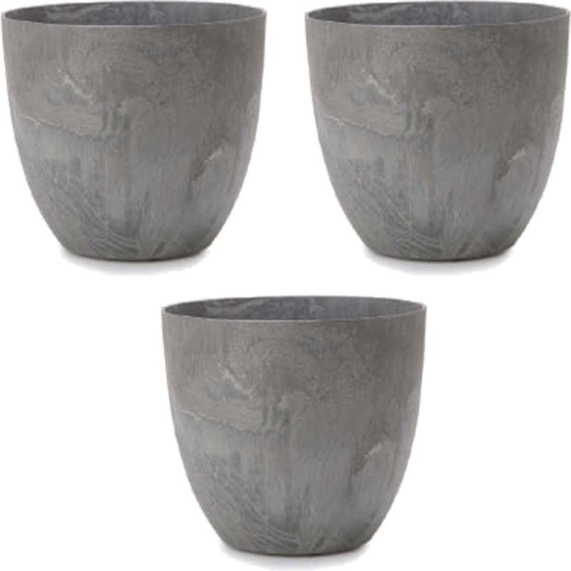 花・観葉植物用ポット アートストーン ラウンド M 33 グレー（3個入り）ar-002h33e [KTp261] 中型ポッ..