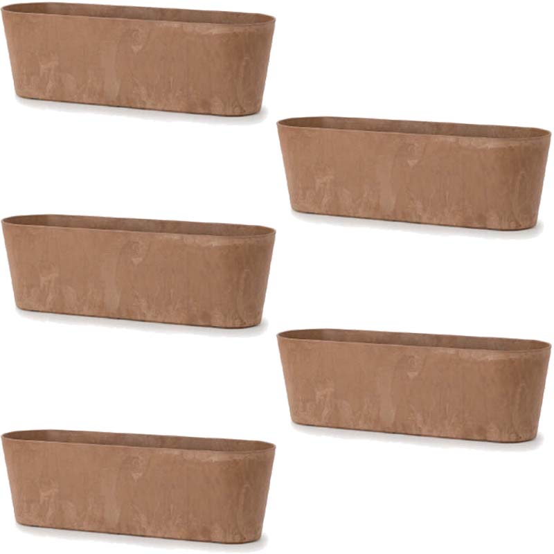 花・観葉植物用ポット アートストーン ラウンドコンテナ L 55 ブラウン（5個入り）ar-004c55e [KTp263]..