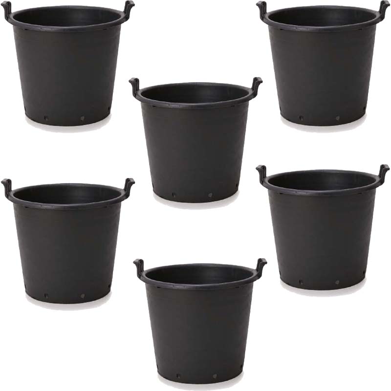 花・観葉植物用ポット ナーセリーポット ハンドル付き 60 ブラック（6個入り）bn-bb1k060 [KTp265] 園..