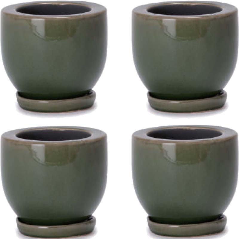 花・観葉植物用ポット アステア ミドル M 4号 グリーン（4個入り）at-001g04p [KTp429] ミニポット 受..