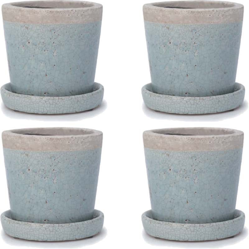 花・観葉植物用ポット クレーパ 4号 S 青（4個入り）sh-002b04p [KTp435] ミニポット 受皿付 （代引き..