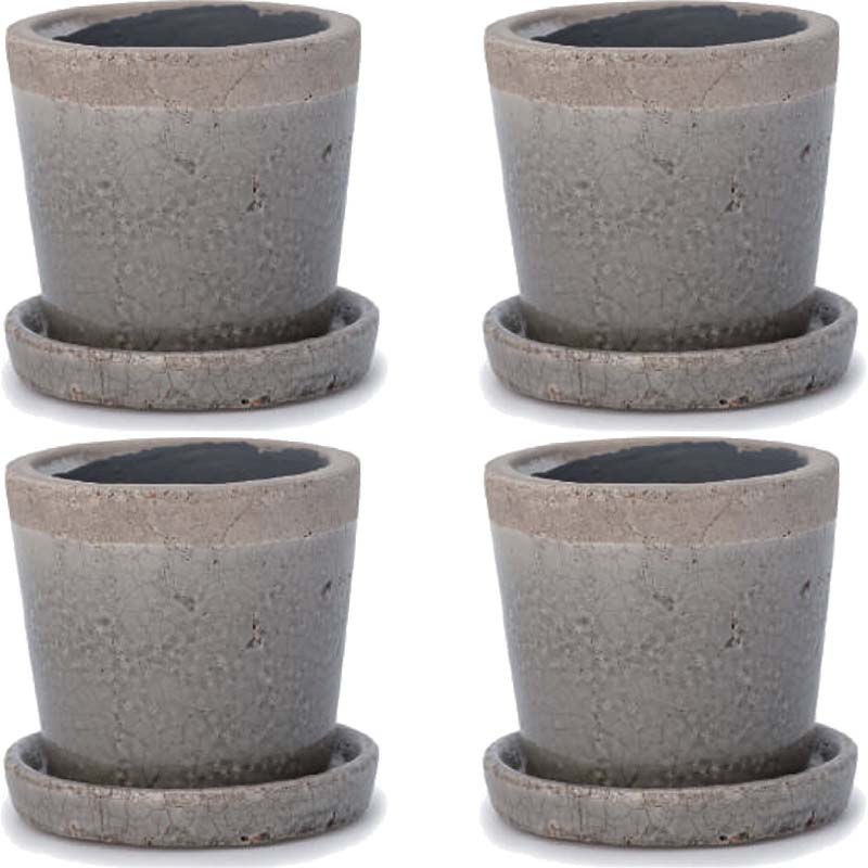花・観葉植物用ポット クレーパ 4号 S 灰（4個入り）sh-002h04p [KTp435] ミニポット 受皿付 （代引き..