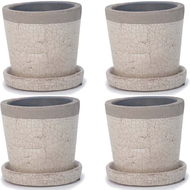 花・観葉植物用ポット クレーパ 4号 S 白（4個入り）sh-002w04p [KTp435] ミニポット 受皿付 （代引き..