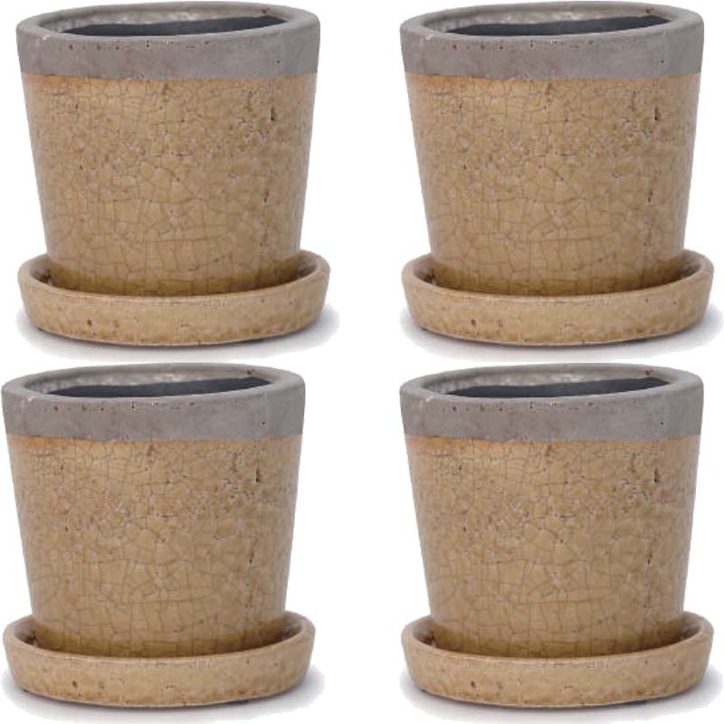 花・観葉植物用ポット クレーパ 4号 S 黄（4個入り）sh-002y04p [KTp435] ミニポット 受皿付 （代引き..