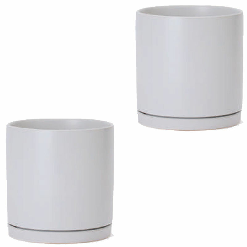 花・観葉植物用ポット WYモダン モダン CR1 マット釉 受皿付セット S 6号/A 白（2個入り）wy-cr1w06p [..