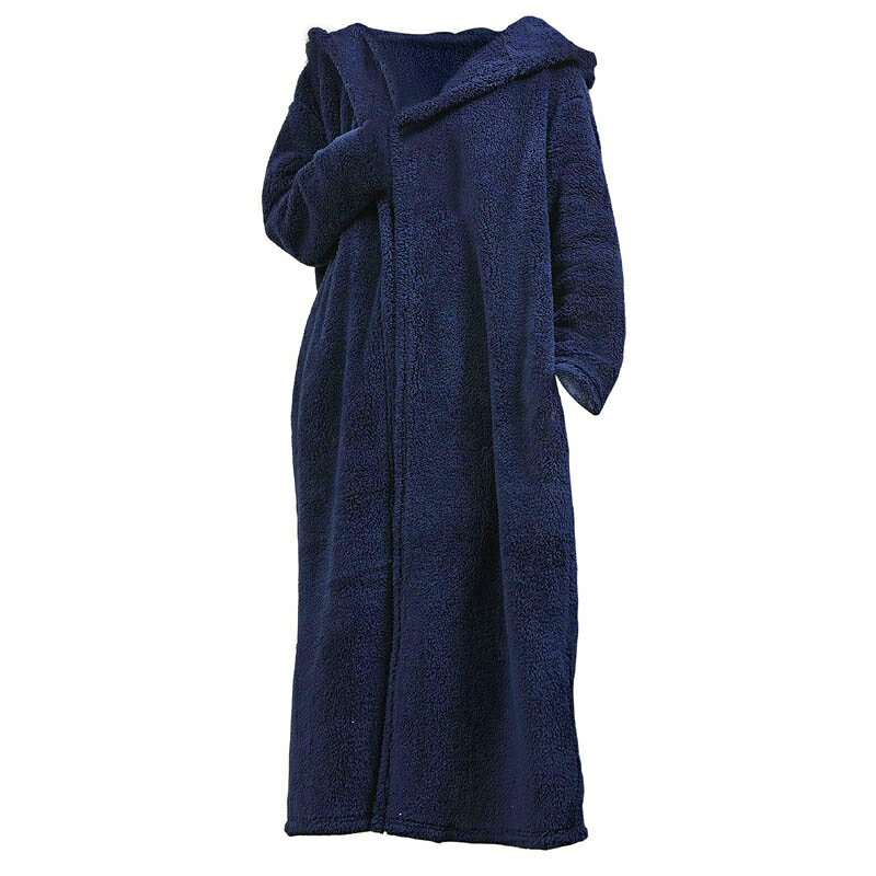 ファッション レディース モコボア お出掛け着る毛布 FREEサイズ/NAVY（ネイビー）（ hw8244 ）アパレル ウィンター(4)
