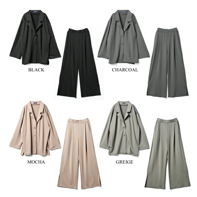 ファッションスーツ 高撥水 テーラードジャケット 【4Color】 リラックススーツ　　レディーススーツ　上下スーツ　レディースパンツ　カジュアルスーツ