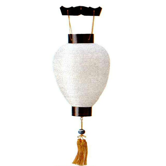 盆提灯 岐阜提灯 吊るし提灯 御所提灯（壺型） 特選黒檀 高さ48cm (15250) 80時間電池灯 コードレス 初盆 新盆 お盆