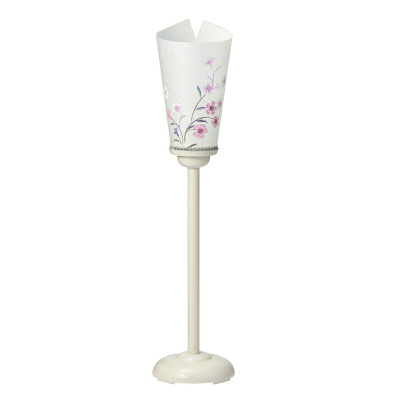 盆提灯 岐阜提灯 置き提灯 霊前灯 白塗行灯（中） なでしこ 廻転 高さ78cm (P21)(4420) 水雷球 電気コード式 初盆 新盆 お盆