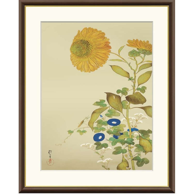 額絵 酒井抱一 向日葵、朝顔、藤袴、蟷螂 f8・f6・f4サイズ 日本の名画シリーズ Hoitsu gk-a5-j2086（p..