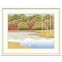 額絵 竹内凛子 湖畔紅染 f8・f6・f4サイズ 森と湖のある風景 Rinco gk-a5-j3d010(p57) (J3-D010) (代引き不可) 現代アート インテリア