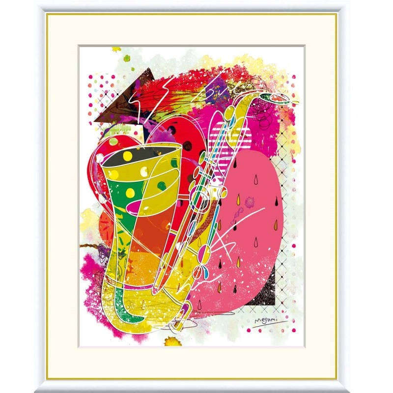 額絵 仁科めぐみ サックス f8・f6・f4サイズ ときめきの心 〜楽器〜 gk-a5-j3u003（p84） （J3-U003） （代引き不可） 現代アート インテリア