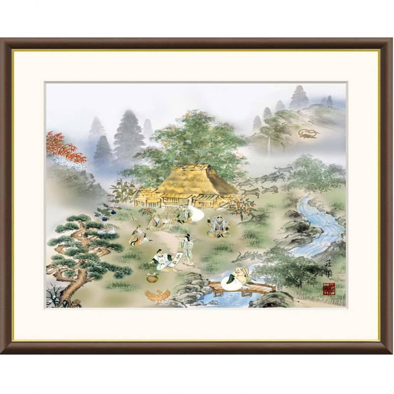 額絵 有馬荘園 七福四神相応図 f8・f6・f4サイズ 現代日本画シリーズ 伝統開運画 gk-a5-j4f010（p165） （J4-F010） （代引き不可） 日本画 インテリア