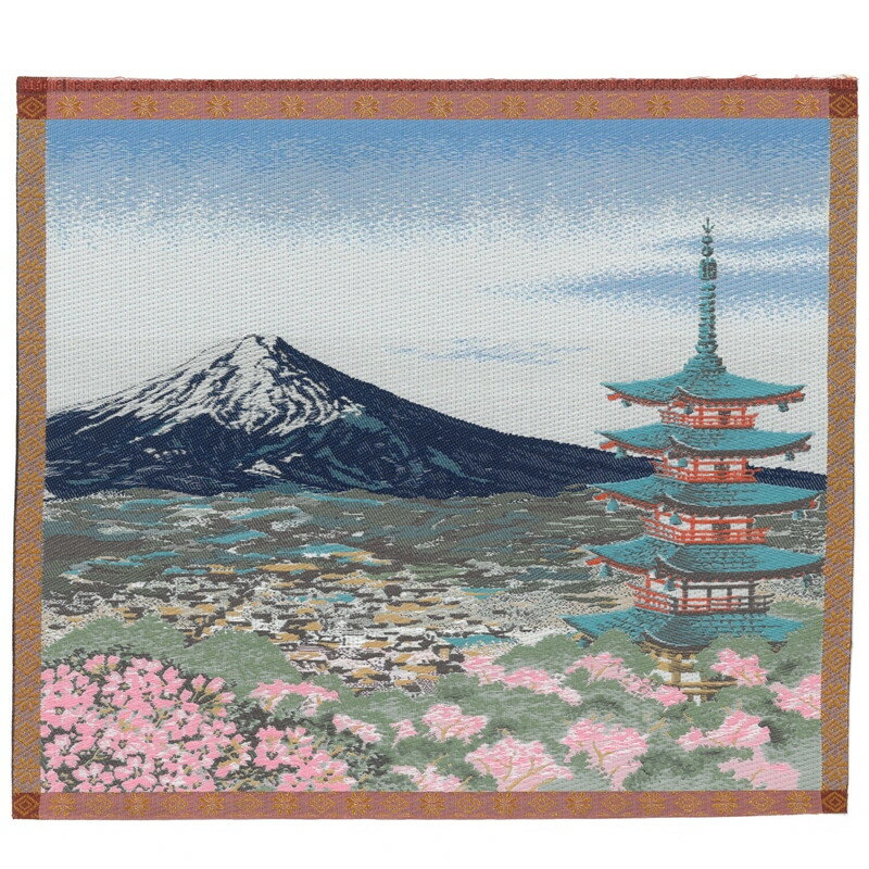 ジャガード織マットマット 日本の原景 風景 富士山・五重塔 日本の風景 ミニマット No.23 お土産 幅27c..