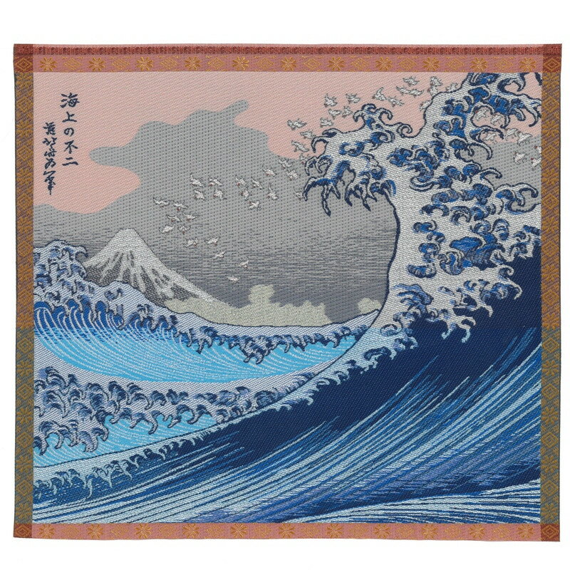 ジャガード織マットマット 日本の原景 富嶽百景 海上の不二 浮世絵 ミニマット No.26 お土産 幅27cm 富..