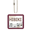 キッズ お名前タグ(名入れキーホルダー) 音符2 na-onpu2 エンジ縁色 名前刺繍糸ブラウン 入学、通学、部活、習い事用名前札、お名前付け、名入れ(3)
