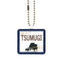 キッズ お名前タグ(名入れキーホルダー) ピアノ1 na-piano1 紺縁色 名前刺繍糸ブラウン 入学、通学、部活、習い事用名前札、お名前付け、名入れ