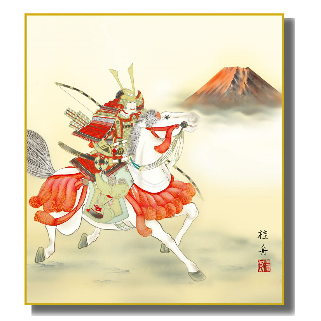 色紙絵 端午の節句 [白馬武者] 長江桂舟 特色工芸色紙 [KST-008] 五月人形