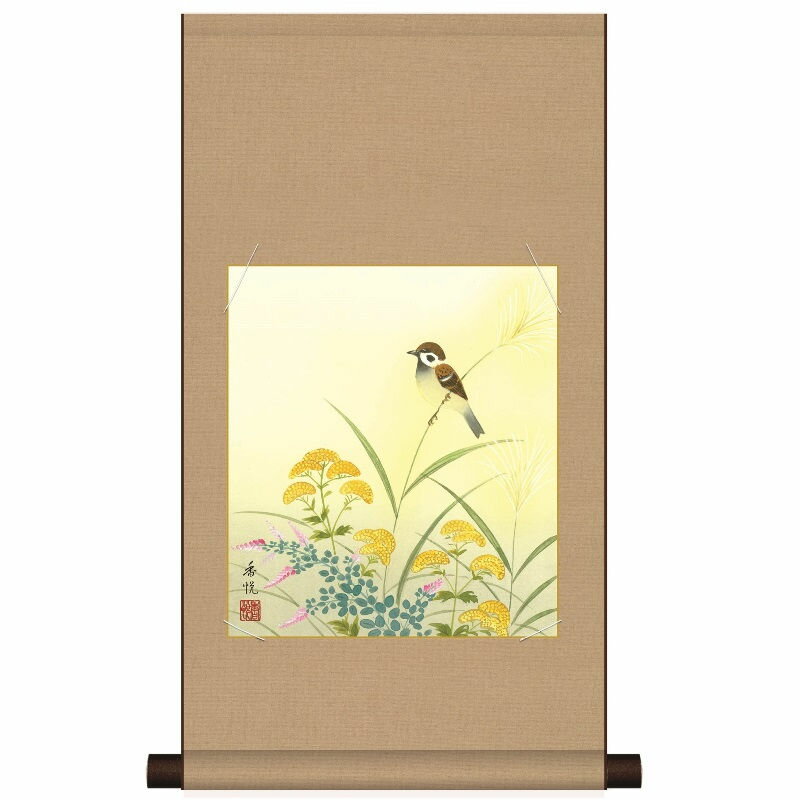 色紙掛 秋草に雀 [HEM-009][K1-12A]（代引き不可）