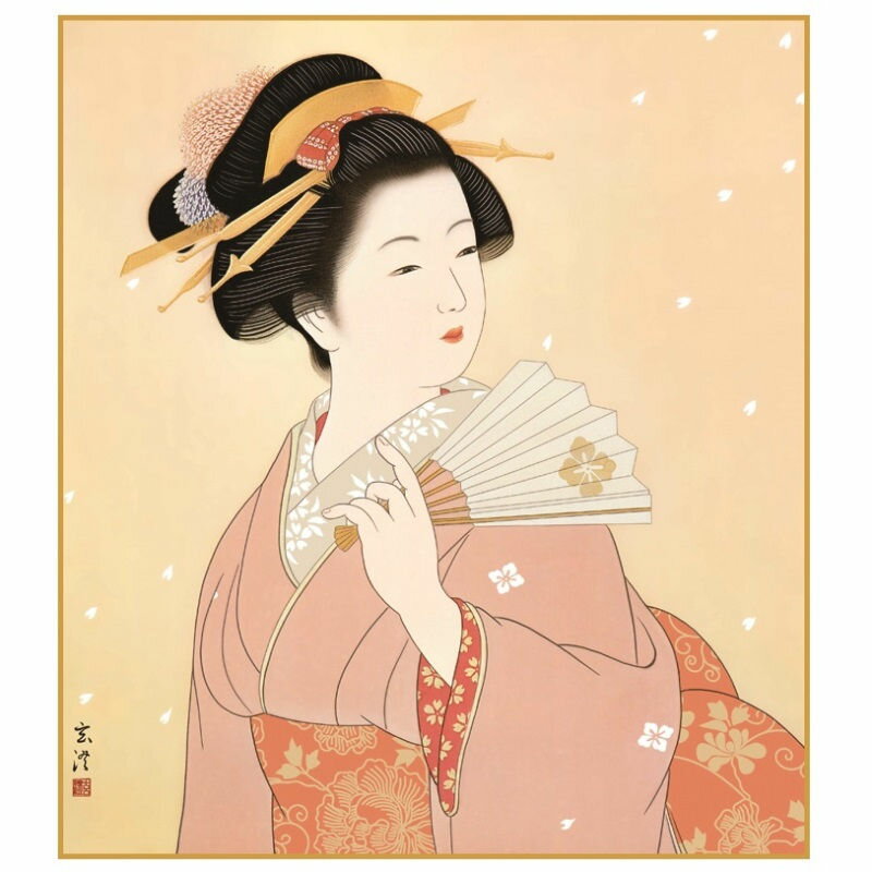 色紙絵 扇を持つ女 [K7-002]（代引き不可）