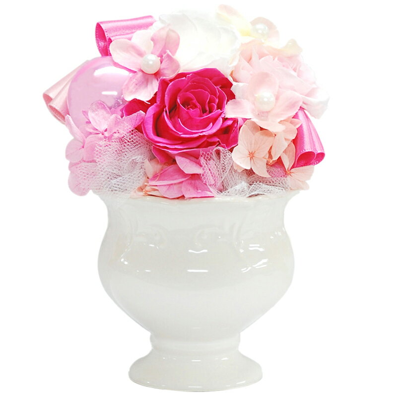 プリザーブドフラワー 赤ピンク系 中 高さ13cm プリザローズのアレンジ お花のインテリア フラワーギフ..