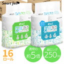 トイレットペーパー シングル 5倍巻き4ロール×4P スマートエール 芯なし 250mトイレットロール 長持ち 再生紙 パルプ エコ 16ロール 国産 日本製 省スペース 消臭機能 アイリスプラザ(3)