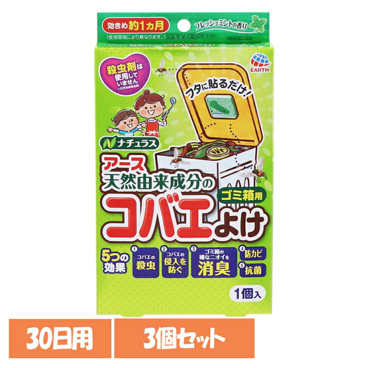 【3個】虫ケア用品 虫よけ 小バエ コバエこないアース ゴミ箱用フレッシュミント 30日用 アース あーす 駆除 防虫 ゴミ箱 キッチン 台所 消臭 アース製薬[2512SX]