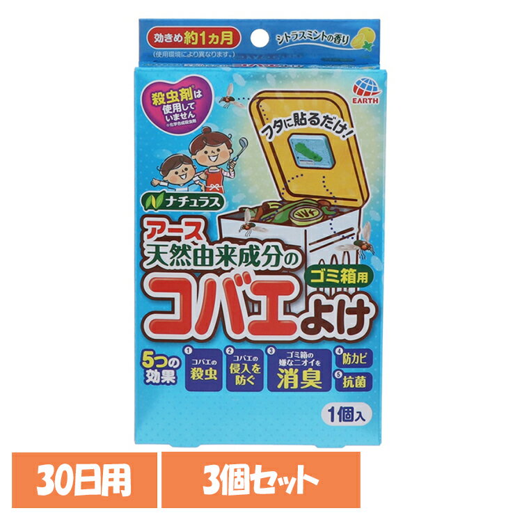 【3個】虫ケア用品 虫よけ 小バエ コバエこないアース ゴミ箱用 シトラス ミント 30日用 小バエ あーす 駆除 防虫 ゴミ箱 キッチン 台所 消臭 アース製薬[2512SX]