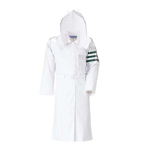 警備 レインコート・レインストーリー538(コートタイプ)女性用サイズと前合わせが女性向け仕様耐水圧:20,000mm交通腕章・肩章・透明ポケット(左胸・左腕)付。