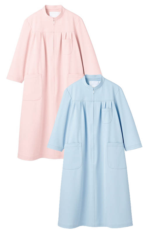 マタニティ/妊婦用 ナースワンピース（七分袖）白衣 医療白/ピンク/サックス