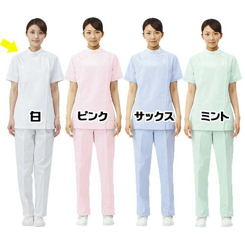ケーシー（半袖） 女性白衣 医療 白衣ドクター診察衣 レディース白/ピンク/サックス/サックス/ミン
