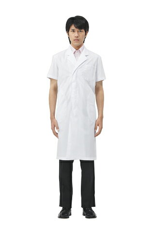 メンズ シングル コート 半袖白衣 医療 男性白衣ドクター 診察衣白