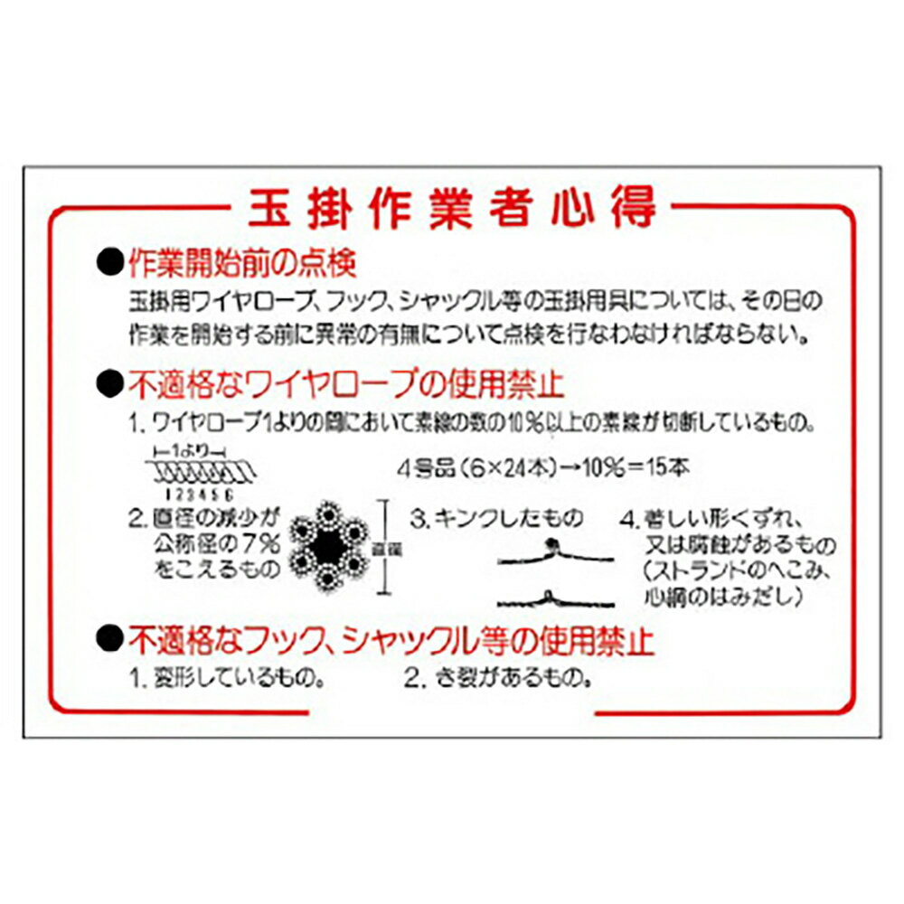 Rakuten - ユニット(UNIT)【327-07】玉掛関係標識　玉掛作業者心得