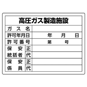 ユニット(UNIT)【827-55】高圧ガス標識　高圧ガス製造施設