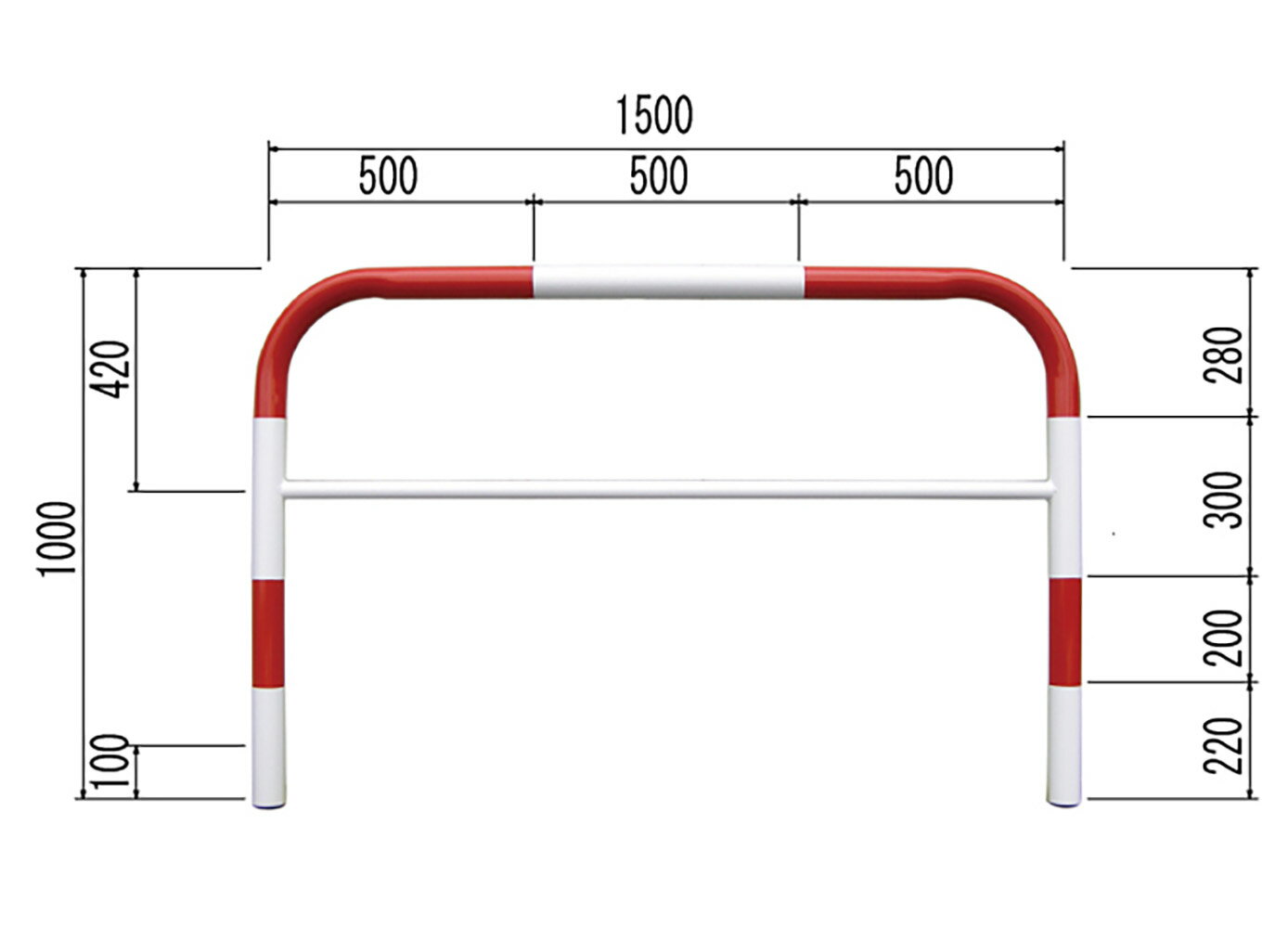 ユニット(UNIT)【835-302】◎カーストッパー　赤・白　W1500