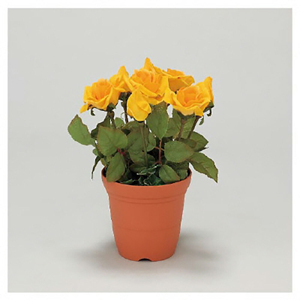 ユニット(UNIT)【935-10】造花鉢（5号鉢）　バラ　黄色